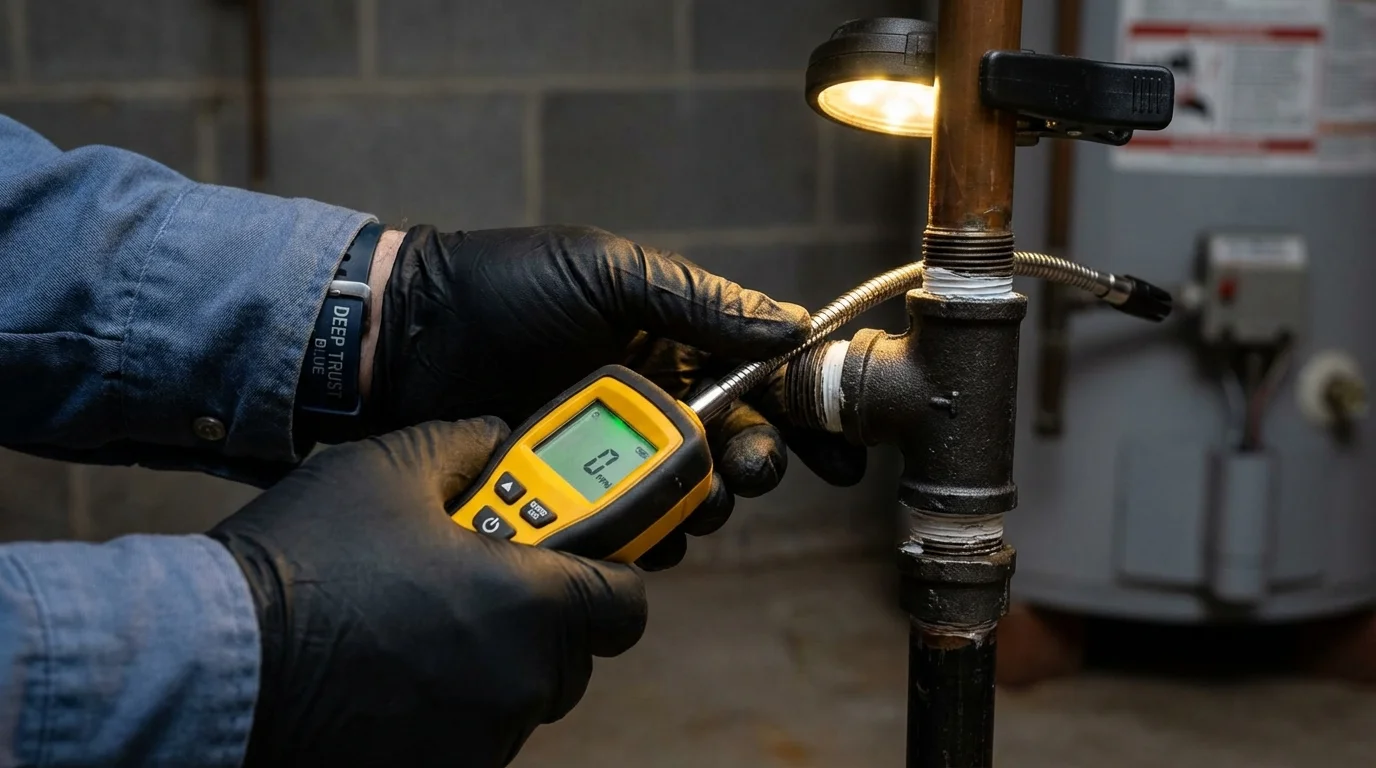 Gas leak detection with electronic sniffer by Johns Plumbing LLC in Dundalk