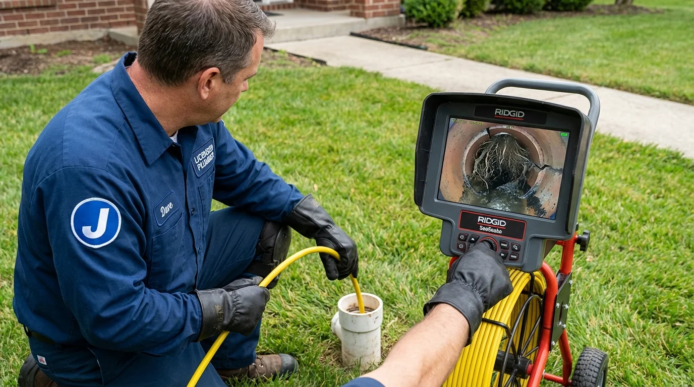 Sewer camera inspection being performed by Johns Plumbing LLC in Dundalk